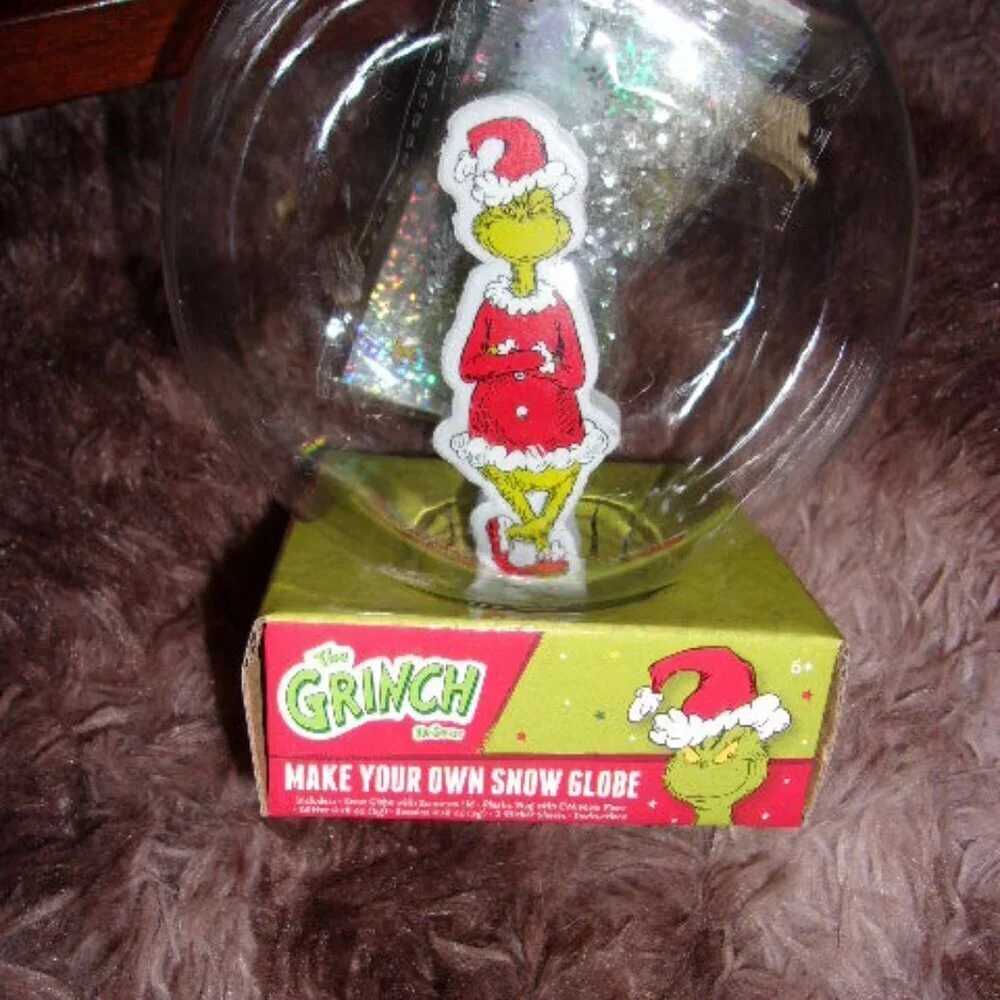 New The Grinch  Make Your Own Snow Globe Arts Craft Kit Glitter Stickers
